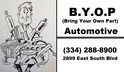 al - BYOP Automotive - Bring Your Own Parts Mechanic - Montgomery, AL