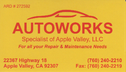 Autoworks specialist of Apple Valley - Apple Valley, California